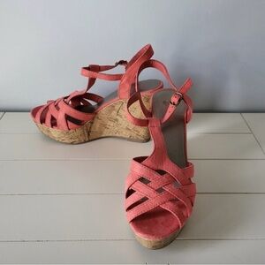 Brash Salmon Wedge Sandals